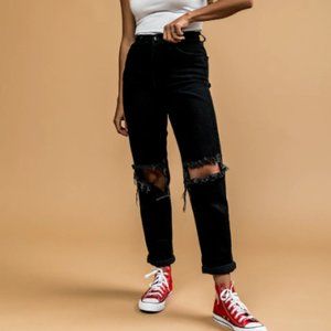 Dressed in LALA Zella Black Distressed Mom Jeans